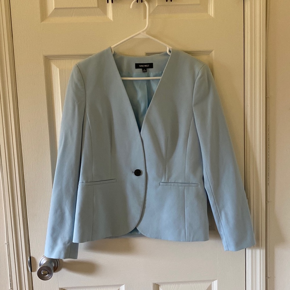 Nine West Powder Blue Blazer Single Button Size 8